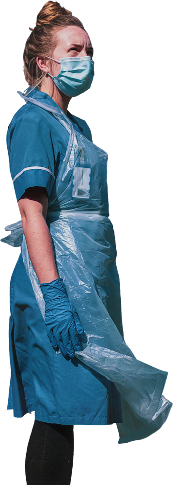 English NHS nurse staff in personal protection equipment (PPE)